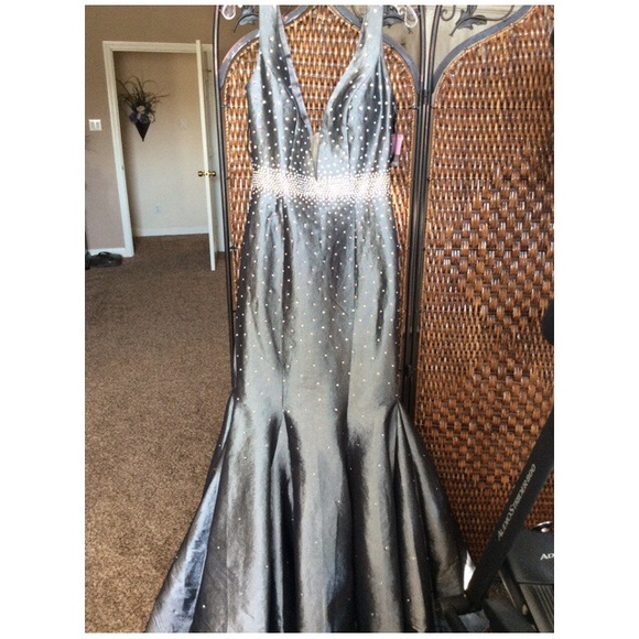 Jovani sparkle mermaid prom dress gunmetal grey - Picture 2 of 4